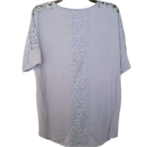 Chico's Blue Lace Panel High Low Oversized Blouse Size 1/Medium - Picture 6 of 6